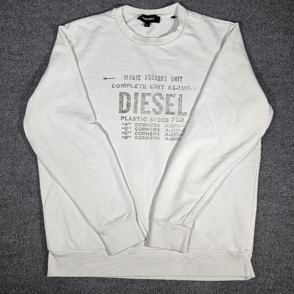 Diesel Mens S-GIR-B5 Magic Squares Graphic Sweatshirt White XL 00S57H OBAWT